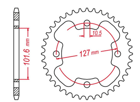 GROSSKOPF PROMOCJA ZĘBATKA TYLNA 4480 37 STALOWA WZMACNIANA POLARIS, PREDATOR 500 '03-'04, PREDATOR '05-'07 (-1) OUTLAW 400/525 '08-'10 (-1) (ŁAŃC. 520) (JTR1480.37)