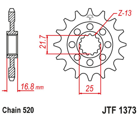 JT ZĘBATKA PRZEDNIA 2042 16 HONDA NC 750X/S/DCT '14-'15, INTEGRA 750 DCT '14-'15 (204216JT) (ŁAŃC. 520)