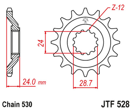 JT ZĘBATKA PRZEDNIA 530 17 KAWASAKI ZZ-R 1100 '90-92'(JTF528.17JT) (ŁAŃC. 530)