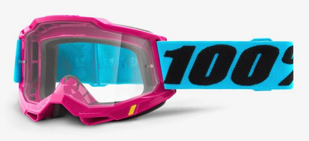 100 PROCENT (2022) FA20 ACCURI 2 GOGGLE LEFLEUR - CLEAR LENS GOGLE ACCURI 2 KOLOR RÓŻOWY/NIEBIESKI/CZARNY SZYBKA PRZEŹROCZYSTA