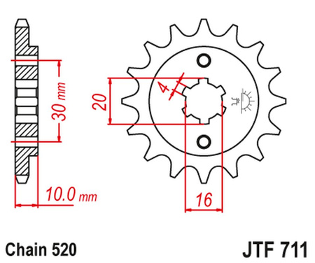 JT ZĘBATKA PRZEDNIA 720 12 CAGIVA 125 W8/FRECCIA/PLANET/MITO/RAPROR '85-10' (72012JT) (ŁAŃC.520)