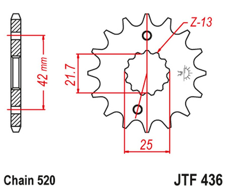 JT ZĘBATKA PRZEDNIA 438 14 SUZUKI GSX 400 F '81-'86, RG 250 GAMMA '83-'88 (43814JT) (ŁAŃC. 520) - MOŻE ZASTĄPIĆ JTF565.14