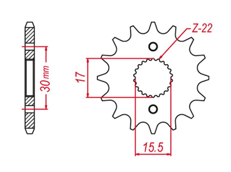 GROSSKOPF PROMOCJA ZĘBATKA PRZEDNIA 2157 15 CRF 150R '07-'22 (JTF1256.15)