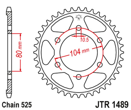 JT ZĘBATKA TYLNA 4359 40 KAWASAKI ZX 6 R '98-'02, Z 1000 '07-'09, ZX10R '04-'15 (JTR1489.40ZBK) (ŁAŃC. 525) KOLOR CZARNY
