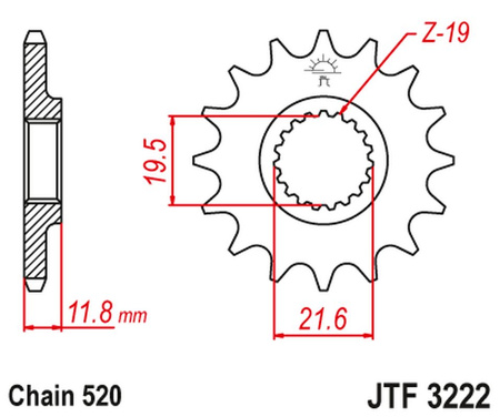 JT ZĘBATKA PRZEDNIA 2180 11 POLARIS 250/300/350/400/425 '89-99' (218011JT) (ŁAŃC. 520)