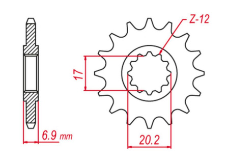 GROSSKOPF PROMOCJA ZĘBATKA PRZEDNIA 600M14 APRILIA,BETA, MBK, PEUGEOT, RIEJU, YAMAHA (SILNIK AM6) (JTF1120.14)