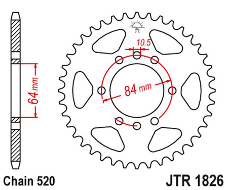 JT ZĘBATKA TYLNA 4302 46 SUZUKI VAN VAN RV 200 '16-'19 (JTR1826.46)* (ŁAŃC. 520)