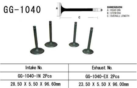 VESRAH ZAWÓR WYDECHOWY HONDA XR 250 R '86-'95 (2 NA POJAZD) (23,5X5,5X96,0 MM) (OEM: 14721-KR6-000) (1SZT.) (MADE IN JAPAN)