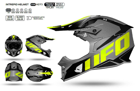 UFO 2022/10 KOLEKCJA 2023 KASK CROSS INTERPID KOLOR SZARY - CZARNY ROZMIAR L