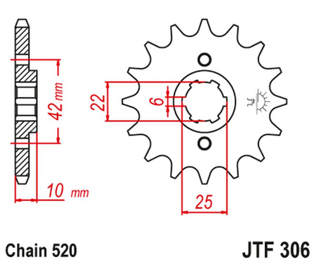 JT ZĘBATKA PRZEDNIA 281 14 HONDA NX 650 DOMINATOR '88 (GRUBOŚĆ 10MM) (28114JT) (ŁAŃC. 520) (-1)