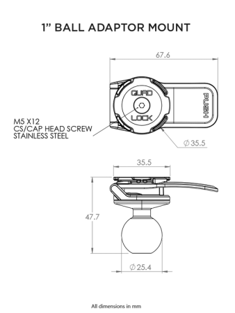 ADAPTER KULOWY QUAD LOCK® Z KULKĄ MOCUJĄCĄ 1" (V2)