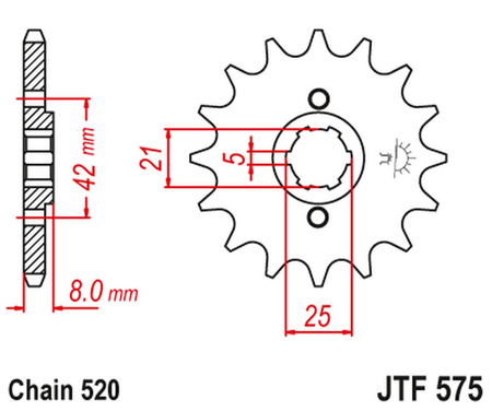 JT ZĘBATKA PRZEDNIA 575 14 YAMAHA XT 600 '83-'86, TT600, XT550 (57514JT) (ŁAŃC. 520)