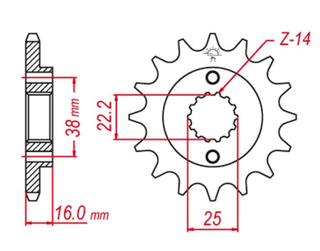 GROSSKOPF PROMOCJA ZĘBATKA PRZEDNIA 490 14 DUCATI MONSTER/MULTISTRADA/SCRAMBLER 400/600/620/695/750/797/800/851/888/900/906/916 (-1) (JTF736.14)