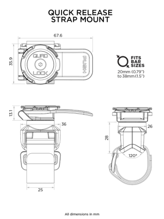 PODSTAWA Z PASKIEM QUAD LOCK® Z MOŻLIWOŚCIĄ SZYBKIEGO DEMONTAŻU