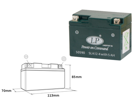 LANDPORT AKUMULATOR SLA12-4S (YTX4L-BS) 12V 5AH (113X69X85MM) BEZOBSŁUGOWY - ZALANY (10)