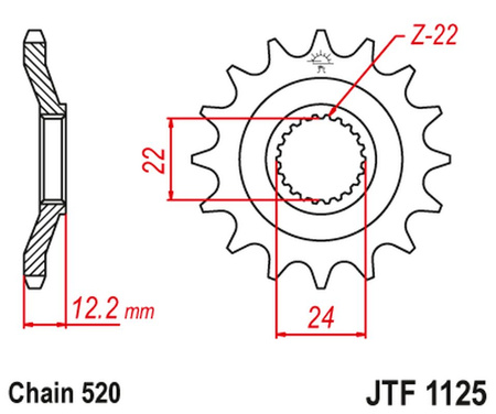 JT ZĘBATKA PRZEDNIA 405 16 APRILIA 600 '85-'87 (40516JT) (ŁAŃC. 520)