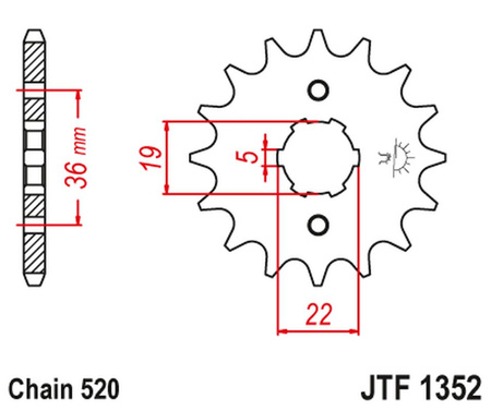 JT ZĘBATKA PRZEDNIA 337 12 HONDA TRX 250/300 '87-09', CR 250 '82-85', CR500 '84-85' (33712JT) (ŁAŃC. 520)
