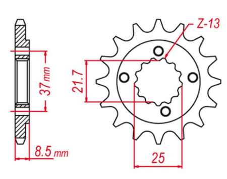 GROSSKOPF PROMOCJA ZĘBATKA PRZEDNIA 350 15 HONDA XR 600 '91-'00, POLARIS 500 '03-'07, TRX 400 X/EX '05-'14 (+1) (JTF1309.15)