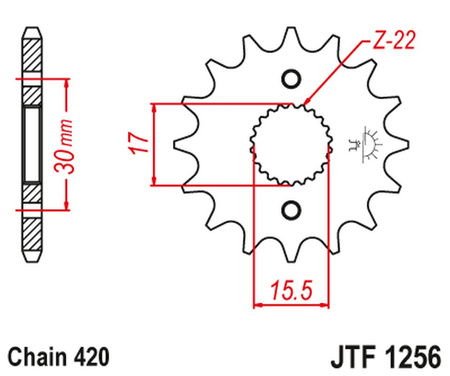 JT ZĘBATKA PRZEDNIA 332 13 HONDA CRF 50F '04-'12, XR 50 '00-'03 (33213JT) (ŁAŃC. 420)