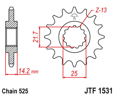 JT ZĘBATKA PRZEDNIA 2083 15 KAWASAKI ZR 750 '95-99' (208315JT) (ŁAŃC. 525)