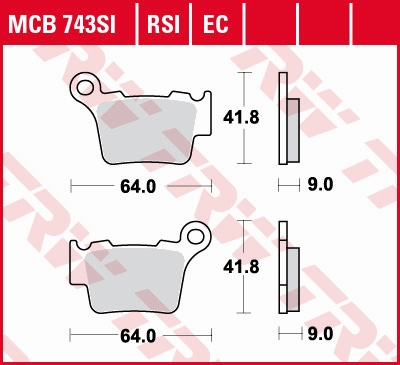 TRW LUCAS KLOCKI HAMULCOWE KH368 ORGANIC BMW G 450 X / SMR 08-11, KTM EXC / SX 125 04-16, EXC / SX 250 03-17, EXC 300 04-, EXC 350 10-, EXC 450 03-, EXC 500 09-, XC 525 03-07, EXC 530 08-11, TYŁ
