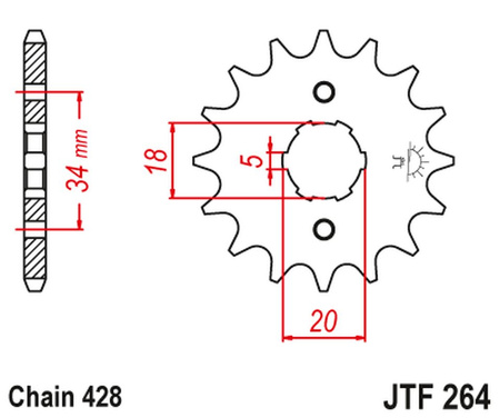 JT ZĘBATKA PRZEDNIA 264 17 KYMCO HIPSTER, STRYKER, ZING (26417JT) (ŁAŃC. 428)