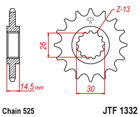 JT ZĘBATKA PRZEDNIA 2047 17 HONDA CB 750F2 '92-'00 (204717JT) (ŁAŃC. 525)