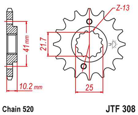 JT ZĘBATKA PRZEDNIA 345 16 HONDA NX 650, FX 650, YAMAHA XT 660, FMX (34516JT) (ŁAŃC. 520) (+1)