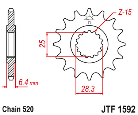 JT ZĘBATKA PRZEDNIA 2168 16 YAMAHA YFZ 450/YFM 700 RAPTOR '06-'19 (216816JT) (ŁAŃC. 520)