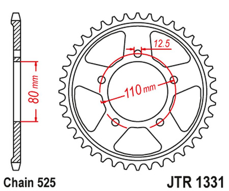 JT ZĘBATKA TYLNA 4350 42 HONDA CRF 1000 AFRICA TWIN / DCT / ADVENTURE SPORT '16-18 (435042JTZBK) (ŁAŃC. 525) KOLOR CZARNY
