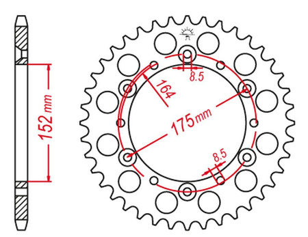 GROSSKOPF PROMOCJA ZĘBATKA TYLNA ALUMINIOWA KOLOR CZARNY 856 49 YAMAHA YZ 125 '88, WR 250 '89-'97, YZ 250 '87-'92, YZF 250 '94-'98 (JTR853.49)