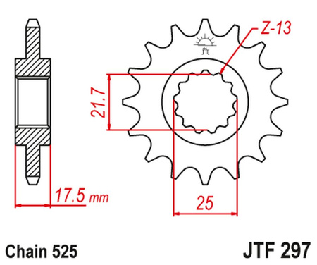 JT ZĘBATKA PRZEDNIA 2041 16 HONDA CB 500 '94-'03, CBF 500 '04-'08 (204116JT) (ŁAŃC. 525) (+1)