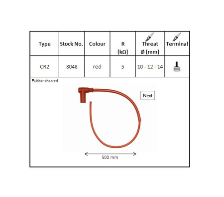 NGK FAJKA NA ŚWIECE GUMOWA KĄTOWA (90) PRZEWÓD 50 CMM KOLOR CZERWONY (NR 8048)