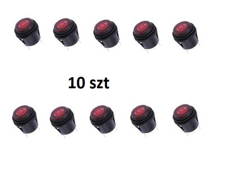 WŁĄCZNIK PRZEŁĄCZNIK UNIWERSALNY 100% WODOSZCZELNY CZERWONY PR18103W ON OFF ON 10 SZT