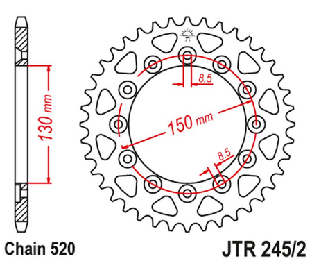 JT ZĘBATKA TYLNA 270 45 YAMAHA WR 250R '08-'20 (27045JT)* (ŁAŃC. 520)