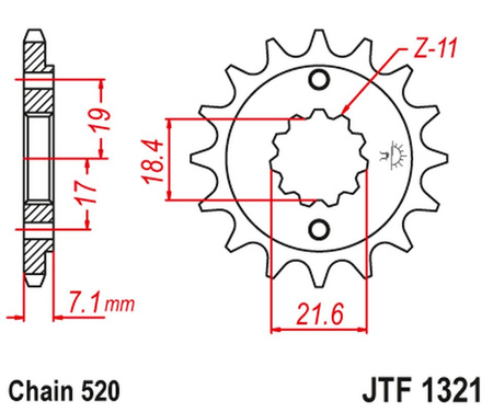 JT ZĘBATKA PRZEDNIA 2067 12 HONDA CBF 250, XR 250R (206712JT) (MOŻNA STOSOWAĆ JAKO 2506 12 ORAZ 2261 12) (ŁAŃC. 520)