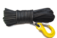 LINA SYNTETYCZNA W OPLOCIE Z HAKIEM DO QUADA WYCIĄGARKI 6MM 15M CZARNA