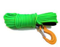 LINA SYNTETYCZNA W OPLOCIE Z HAKIEM DO QUADA WYCIĄGARKI 6MM 15M LIMONKA 