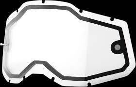 100 PROCENT (2022) RC2/AC2/ST2 REPLACEMENT LENS - CLEAR, SZYBA/SZYBKA PODWÓJNA DO GOGLI RACECRAFT 2/ ACCURI 2/ STRATA 2 KOLOR PRZEŹROCZYSTY STARY KOD : 51008-501-01