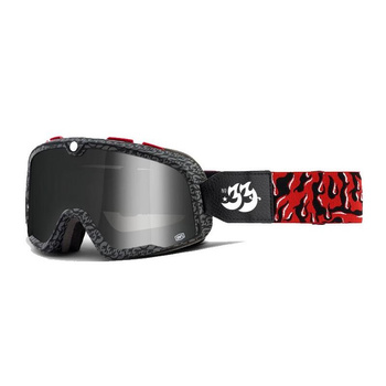 100 PROCENT (2022) FA20 BARSTOW GOGGLE HOUSE IND. - MIRROR SILVER LENS - GOGLE BARSTOW KOLOR CZARNY/CZERWONY SZYBKA SREBRNE LUSTRO