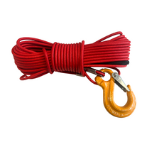 LINA SYNTETYCZNA WYCIĄGARKI QUADA W OPLOCIE Z HAKIEM 5MM 15M ATV CZERWONY