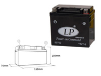 AKUMULATOR LANDPORT YTZ7-S 12V 6AH BEZOBSŁUGOWY ZALANY 12V 6AH 112X69X103
