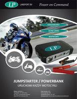 LANDPORT JUMPSTARTER / POWERBANK Z KLEMAMI DO AKUMULATORA, WYJŚCIEM USB ORAZ LATARKĄ