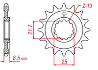 GROSSKOPF PROMOCJA ZĘBATKA PRZEDNIA 2137 16 KAWASAKI ZX -R '02-'03, Z 1000 '03-'06, ZX-10R '04-'20 (-1), ZX-10RR '17-'19 (-1), KLV 1000 '04-'06 (-1) (JTF1537.16)