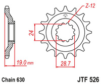 JT ZĘBATKA PRZEDNIA 527M 15 KAWASAKI GPZ 1000 A1-A3 '86-89' (527M15JT) (ŁAŃC. 630)