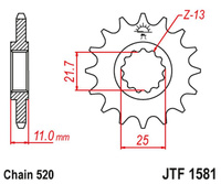 JT ZĘBATKA PRZEDNIA 566M 14 YAMAHA YZF R6 '99-20', FZ6 '04-09' (566M14JT) (ŁAŃC. 520) KONWERSJA