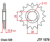 JT ZĘBATKA PRZEDNIA 579M 17 YAMAHA YZF R1 '98-21', FZ-1 '10-15' (579M17JT) (ŁAŃC. 520) KONWERSJA
