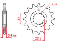 GROSSKOPF PROMOCJA ZĘBATKA PRZEDNIA 2168 15 YAMAHA YFZ 450 '09-'19, YFM 700 RAPTOR '06-'19 (+1) (JTF1592.15)