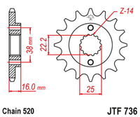 JT ZĘBATKA PRZEDNIA 490 13 DUCATI MONSTER 600/750/900 (49013JT) (ŁAŃC. 520)