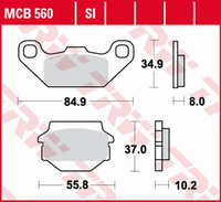 TRW LUCAS ZF KLOCKI HAMULCOWE KH SINTER OFFROAD KAWASAKI KFX 250 '87-'04, KEF 300 LAKOTA '95-'03, SUZUKI LT-R 250 '87-'90, LT-R 500 '87-'95 PRZÓD YAMAHA TDR 125 '91-'92 TYŁ